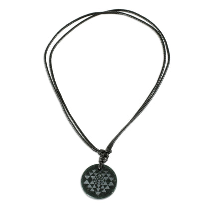 Geometric Inspiration Black Jade Geometric Pendant Necklace from Guatemala