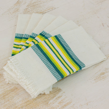 Culinary Inspiration in Green Multicolor 100% Cotton Napkins from Guatemala (Set of 6)