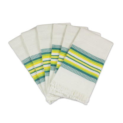 Culinary Inspiration in Green Multicolor 100% Cotton Napkins from Guatemala (Set of 6)