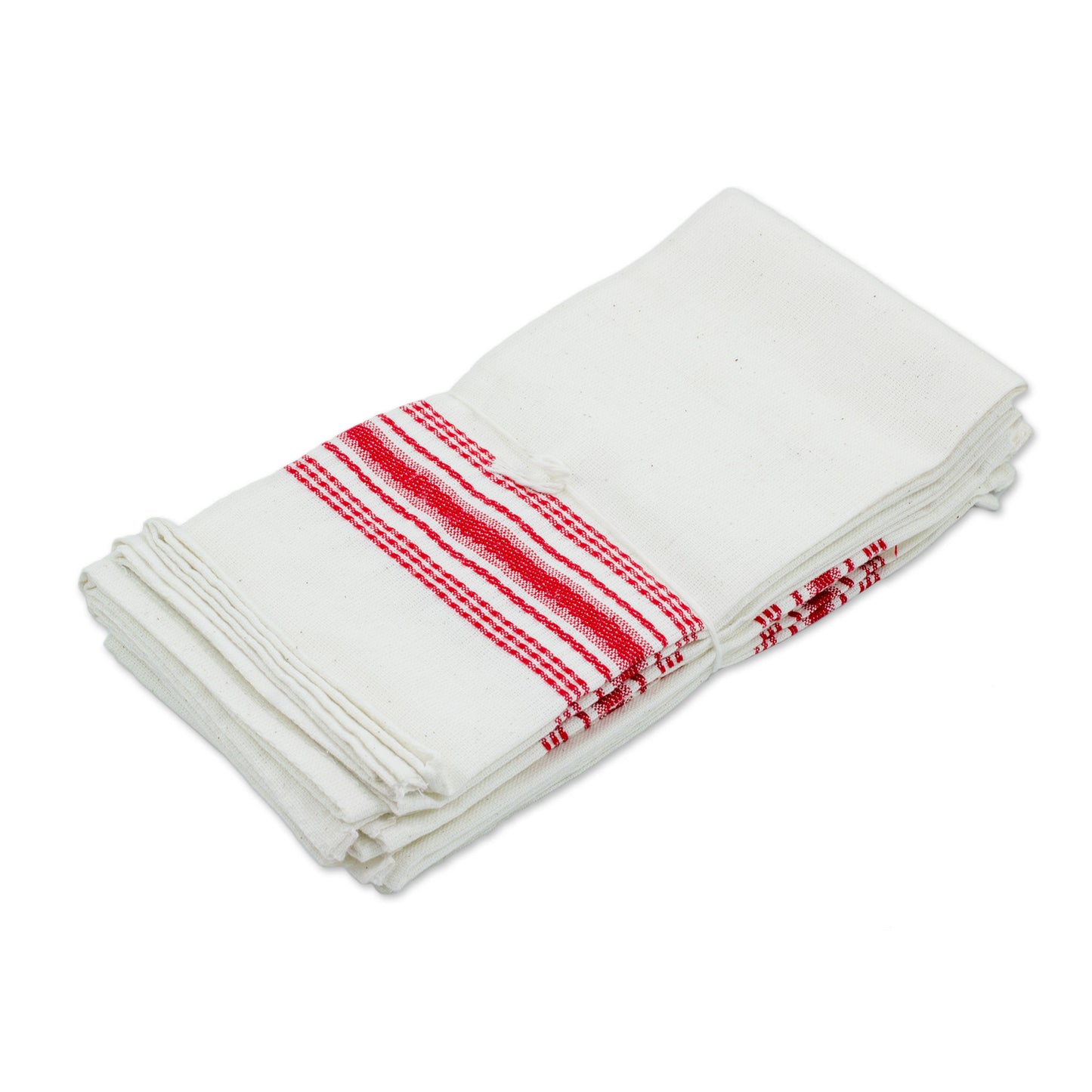 Peaceful Lines Red and White Striped Cotton Napkins (Set of 6)