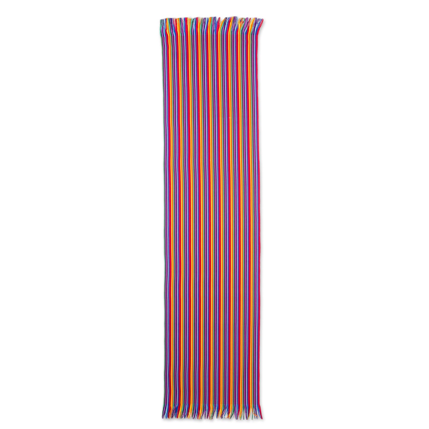 Rainbow Colors Multicolor Striped Cotton Table Runner from Guatemala