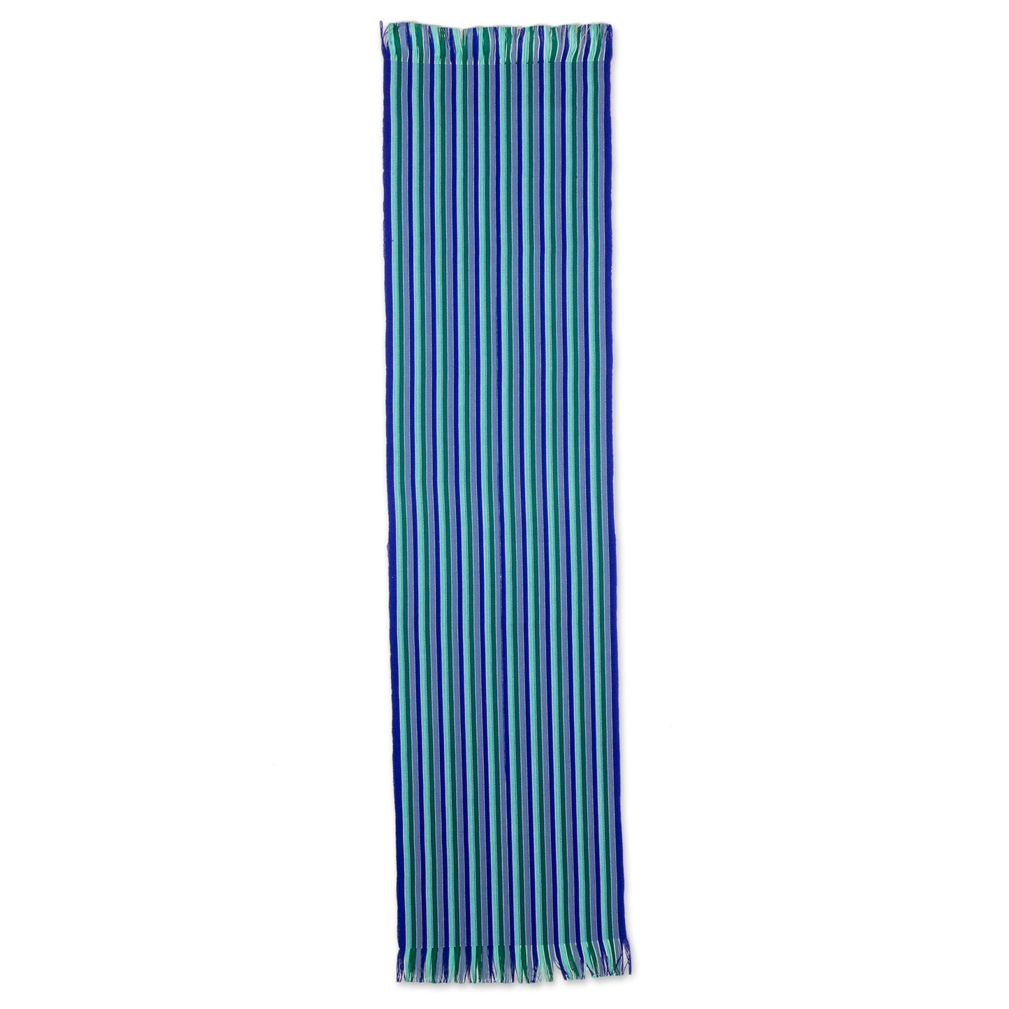 Ocean Memory Blue and Green Striped 100% Cotton Table Runner