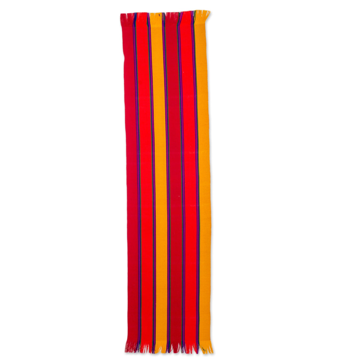 Sunset Glory Multicolor Striped Cotton Table Runner from Guatemala