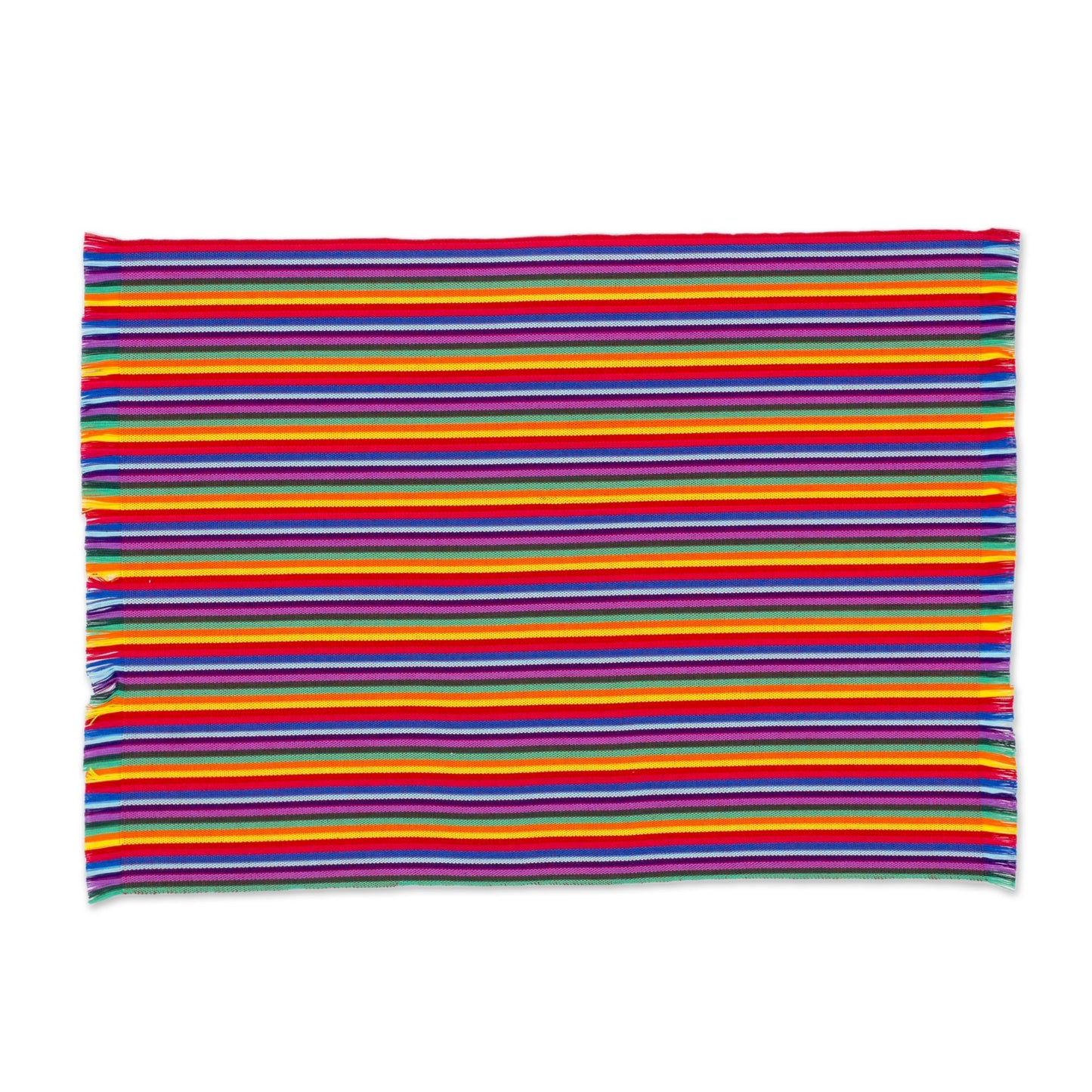 Rainbow Inspiration Six Multicolored Striped Cotton Placemats from Guatemala
