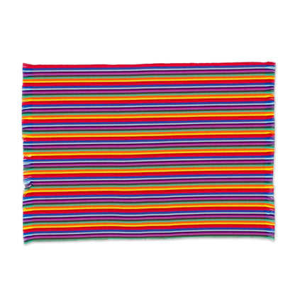 Rainbow Inspiration Six Multicolored Striped Cotton Placemats from Guatemala