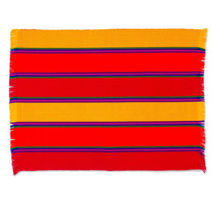 Country Sunset Six Handwoven Striped Cotton Placemats from Guatemala