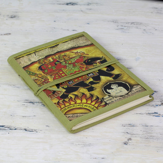 Mughal Monarch Green Elephant Theme Handmade Paper Journal from India