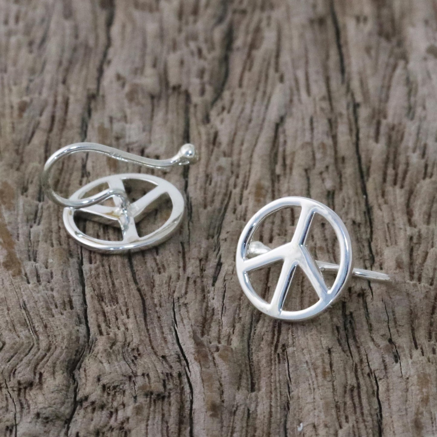 Shimmering Peace Sterling Silver Peace Sign Ear Cuffs from Thailand