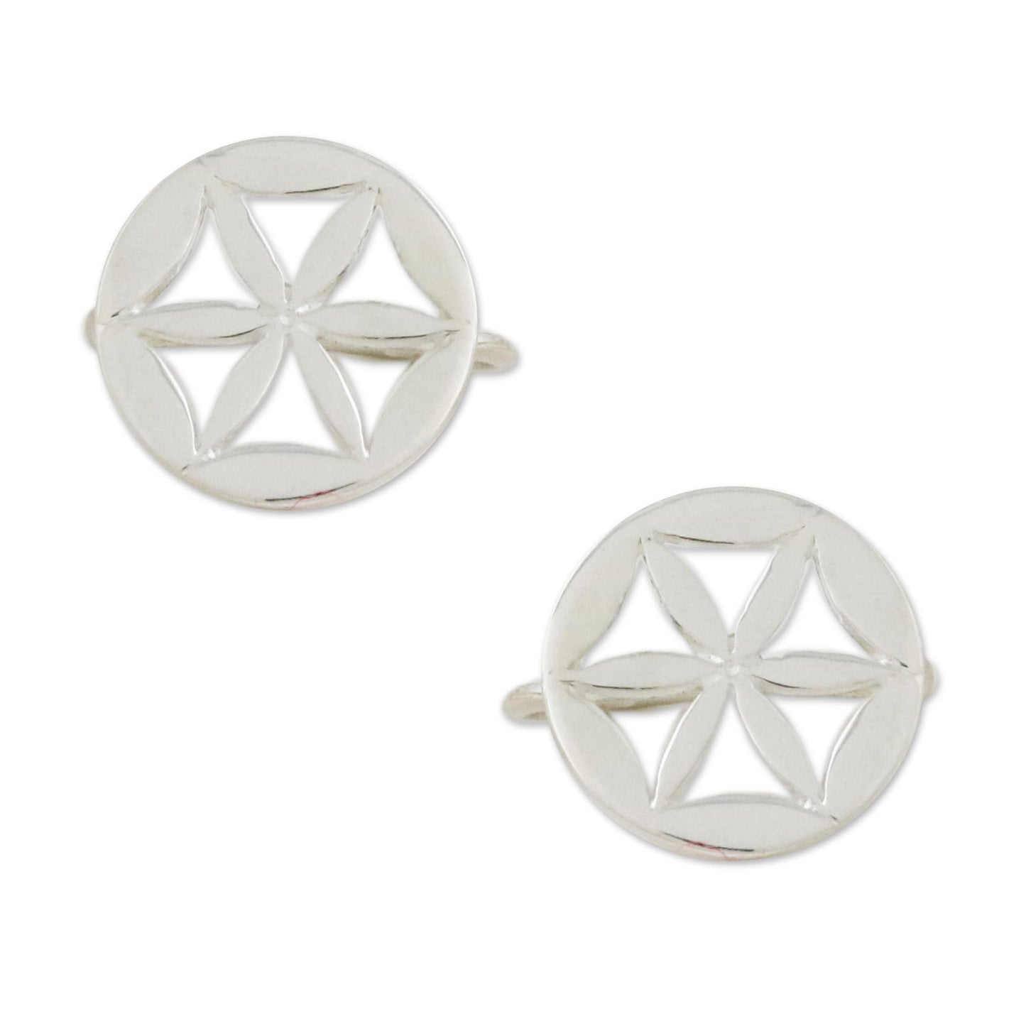 Star Petals Sterling Silver Star-Shaped Circular Ear Cuffs from Thailand