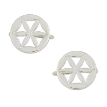 Star Petals Sterling Silver Star-Shaped Circular Ear Cuffs from Thailand