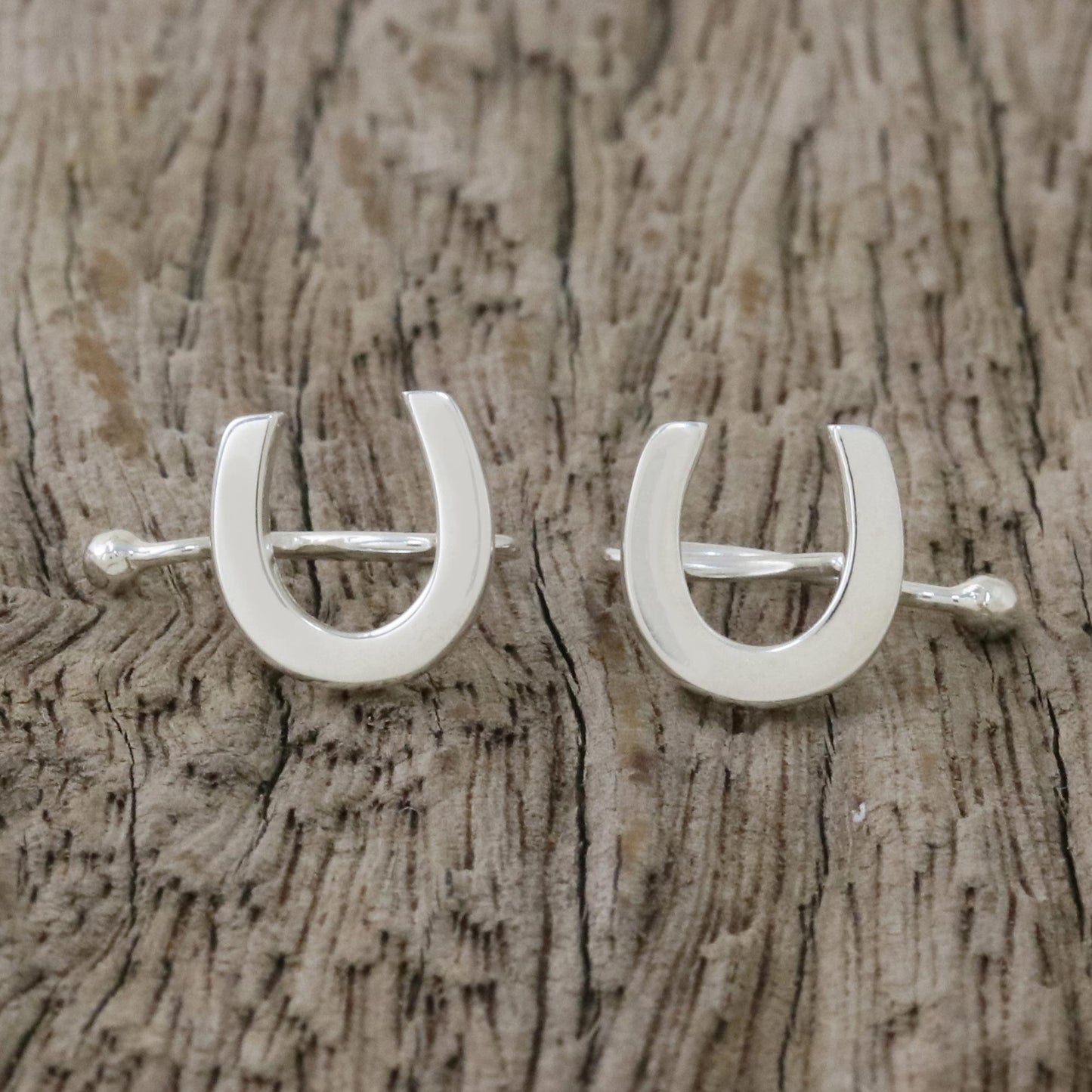 Horseshoe Luck 925 Sterling Silver Horseshoe Ear Cuffs from Thailand
