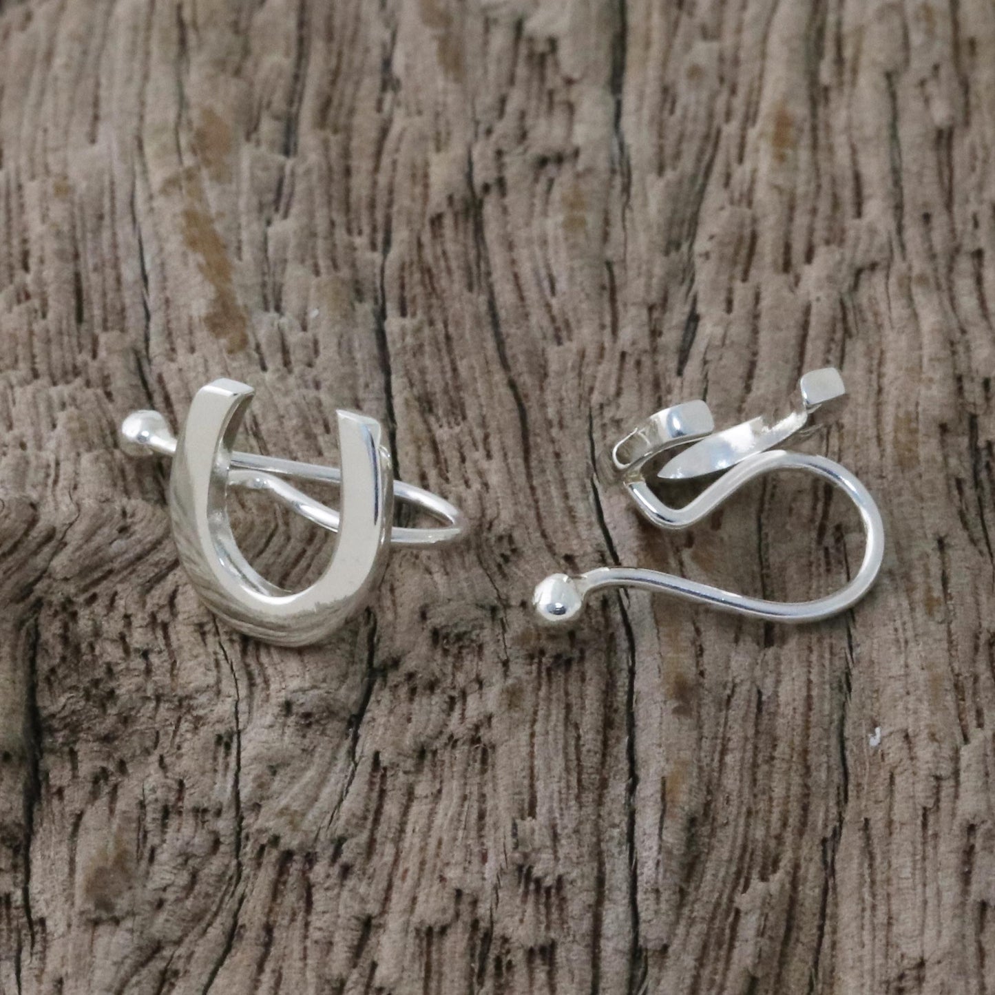 Horseshoe Luck 925 Sterling Silver Horseshoe Ear Cuffs from Thailand