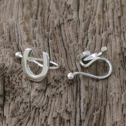 Horseshoe Luck 925 Sterling Silver Horseshoe Ear Cuffs from Thailand