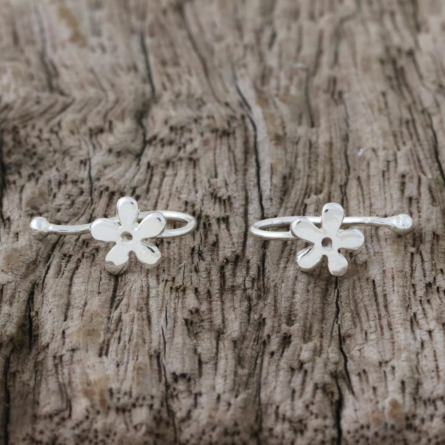 Daisy Shine 925 Sterling Silver Floral Ear Cuffs from Thailand