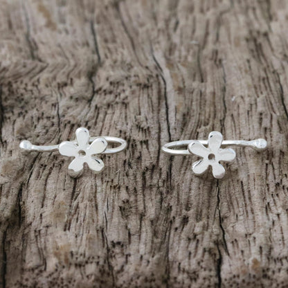 Daisy Shine 925 Sterling Silver Floral Ear Cuffs from Thailand
