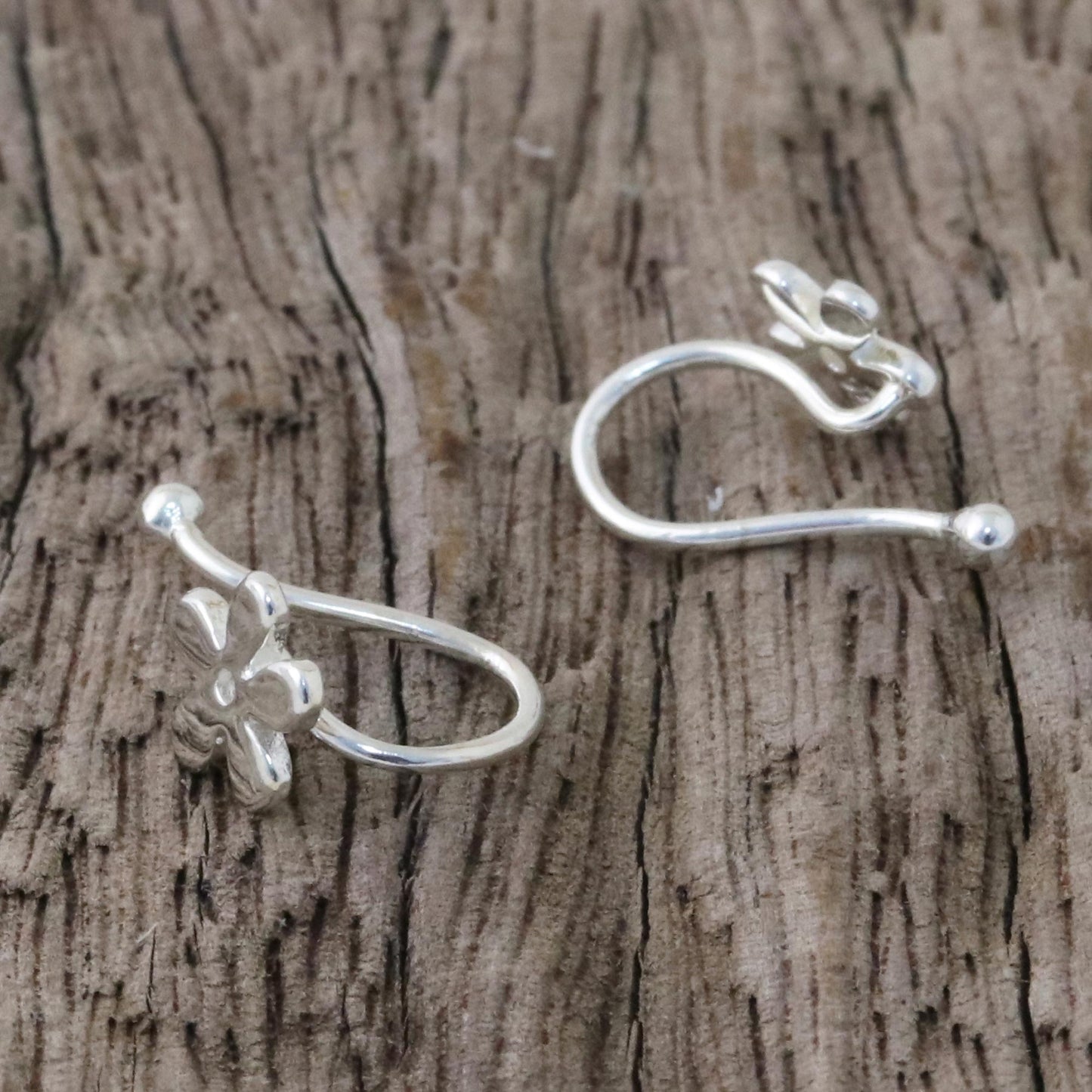 Daisy Shine 925 Sterling Silver Floral Ear Cuffs from Thailand