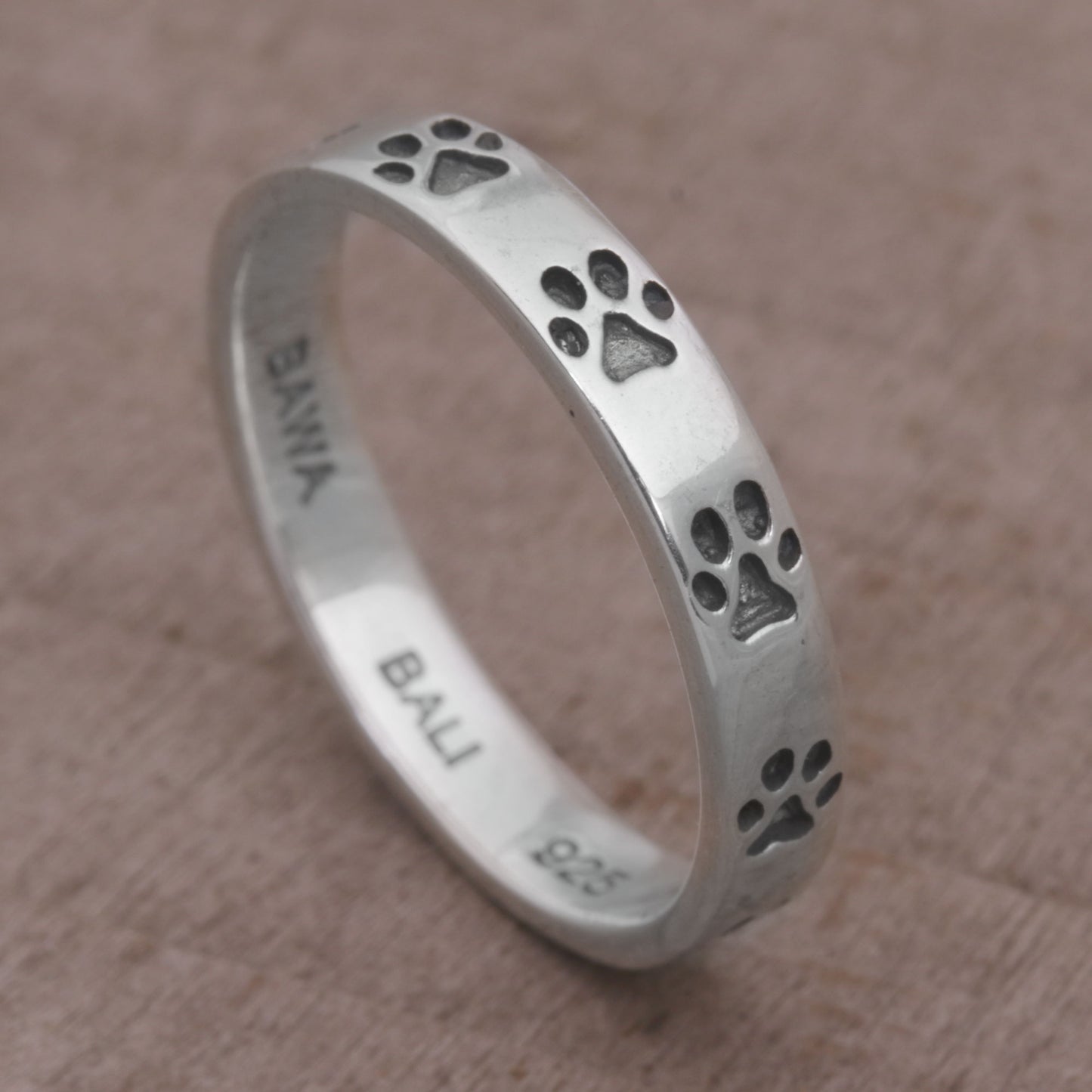 Paw Prints Sterling Silver Band Ring