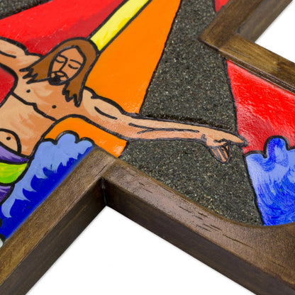 Splendor Of Jesus Hand Painted Wooden Crucifix