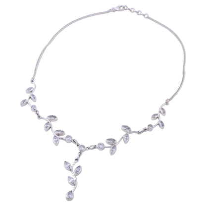 Sparkling Garland Quartz Garland in Sterling Silver Necklace from India