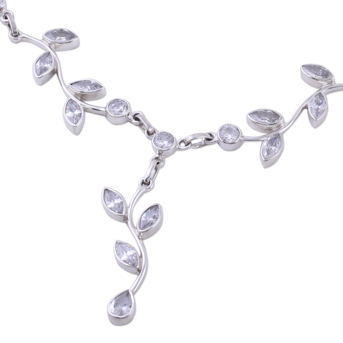 Sparkling Garland Quartz Garland in Sterling Silver Necklace from India