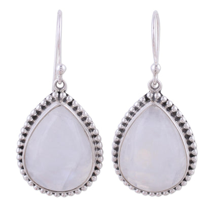 Mystical Charm Rainbow Moonstone and Sterling Silver Earrings from India