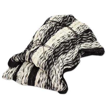 Night Stripes Black & White Mayan Rope Hammock