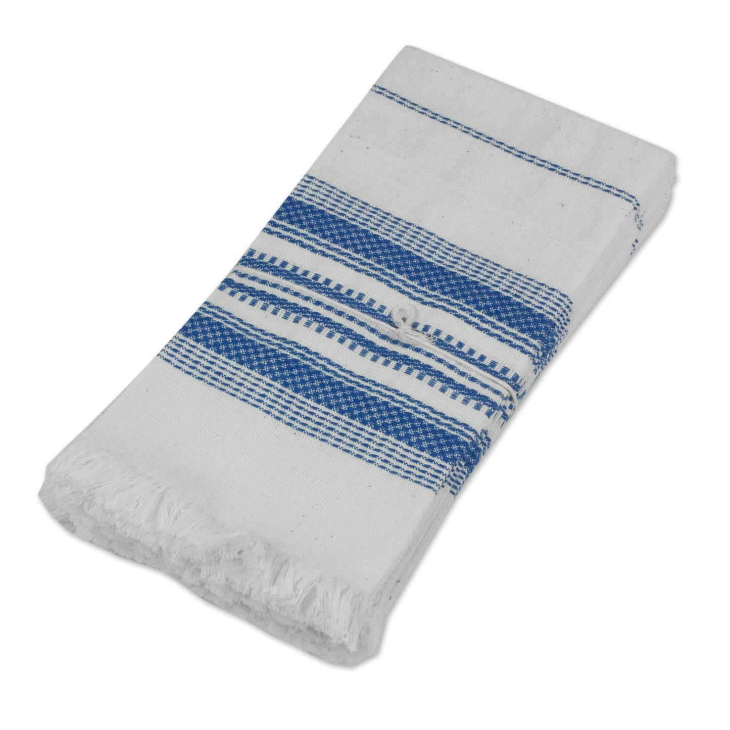 Cheerful Kitchen in Blue Striped 100% Cotton Napkins from Guatemala (Set of 6)