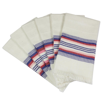 Dinner Guest Striped 100% Cotton Napkins from Guatemala (Set of 6)