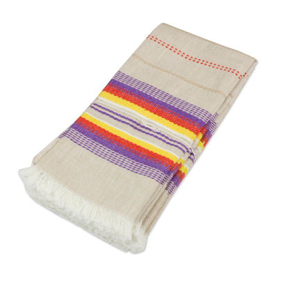 Sunset Dinner Striped 100% Cotton Napkins from Guatemala (Set of 6)