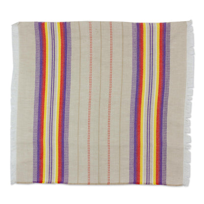 Sunset Dinner Striped 100% Cotton Napkins from Guatemala (Set of 6)