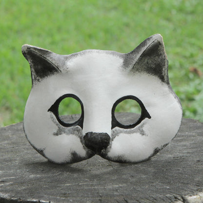 Fierce Cat Handcrafted Painted Leather Cat Mask from Brazil