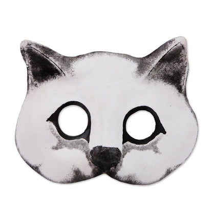 Fierce Cat Handcrafted Painted Leather Cat Mask from Brazil
