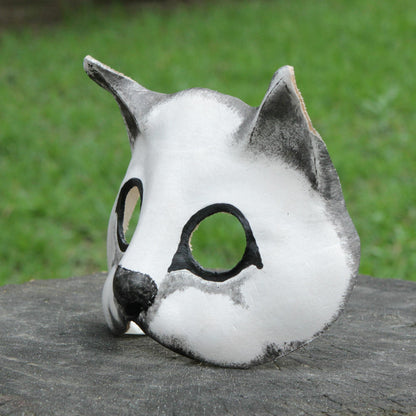 Fierce Cat Handcrafted Painted Leather Cat Mask from Brazil