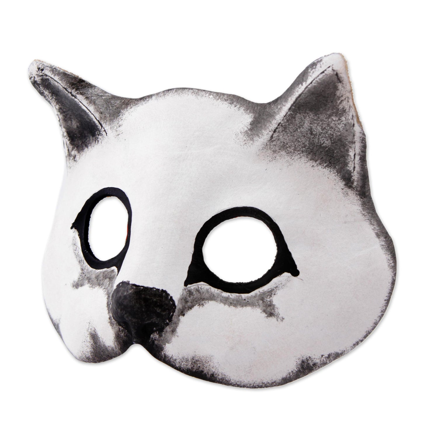 Fierce Cat Handcrafted Painted Leather Cat Mask from Brazil