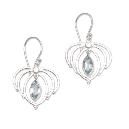 Queen's Tears Teardrop Blue Topaz and Sterling Silver Earrings from Bali