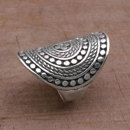 Dotted Shield 925 Sterling Silver Cocktail Ring from Bali