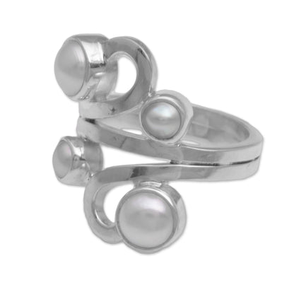 Vine Glow Cultured Pearl and Sterling Silver Cocktail Ring from Bali