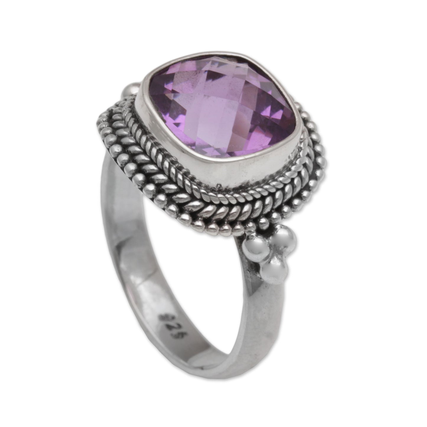 Purple Elegance Amethyst and Sterling Silver Ring Cocktail Ring from Bali