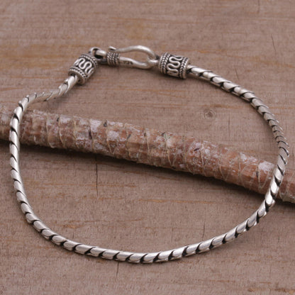 Regal Shine Artisan Crafted Sterling Silver Chain Bracelet from Bali