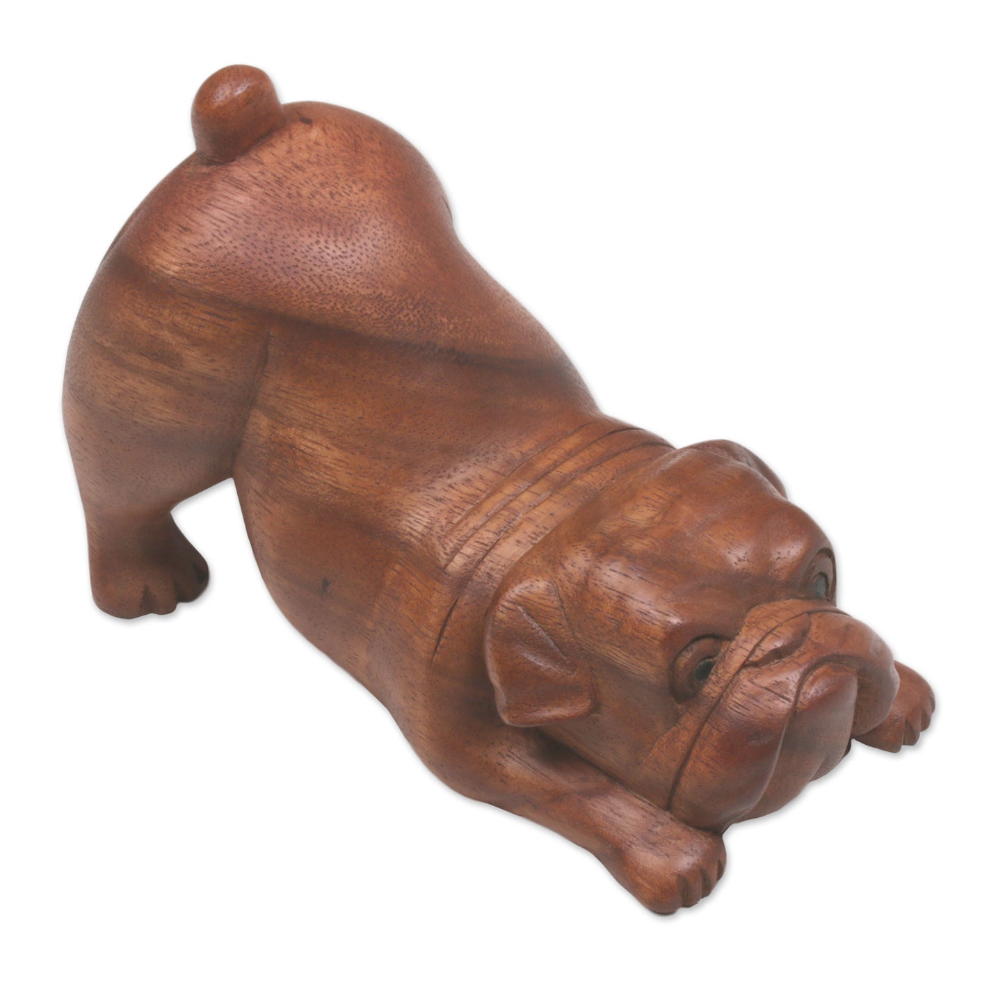 Bulldog Artisan Handcrafted Suar Wood Bulldog Sculpture from Bali