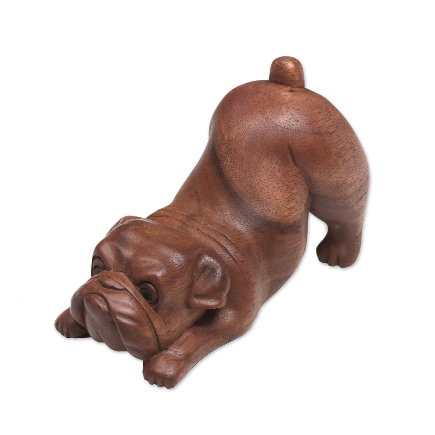 Bulldog Artisan Handcrafted Suar Wood Bulldog Sculpture from Bali