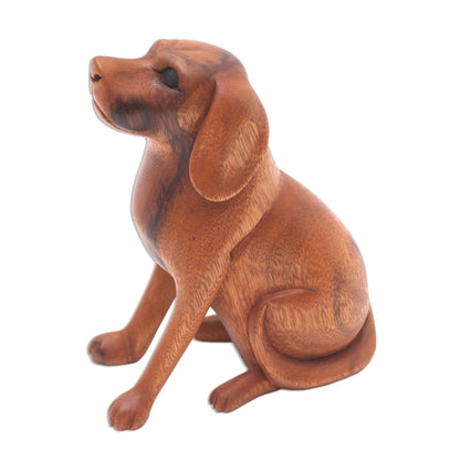 Loyal Dog Artisan Handcrafted Suar Wood Dog Sculpture from Bali