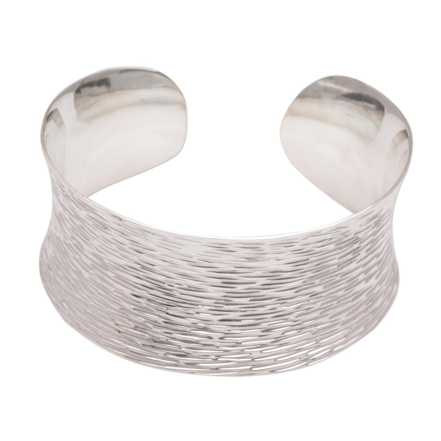 Rain Blanket Handcrafted Etched Sterling Silver Cuff Bracelet from Bali