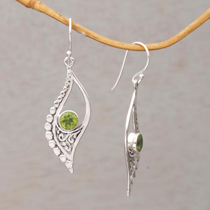 Jungle Dew Peridot and Sterling Silver Dangle Earrings from Indonesia