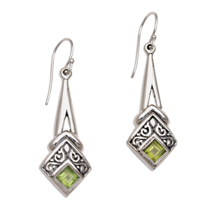 Bali Gleam Peridot and Sterling Silver Dangle Earrings from Indonesia