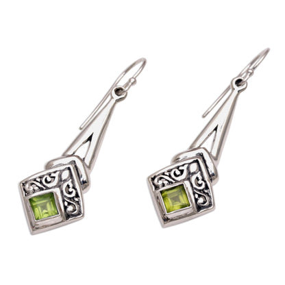 Bali Gleam Peridot and Sterling Silver Dangle Earrings from Indonesia