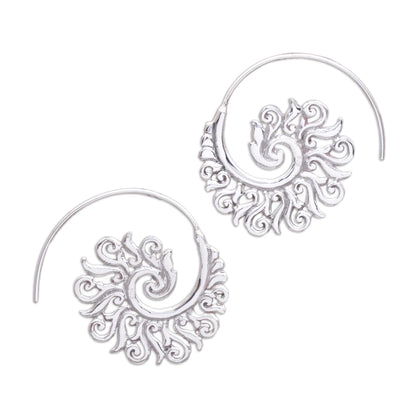 Spiral Beauty 925 Sterling Silver Half Hoop Earrings from Indonesia