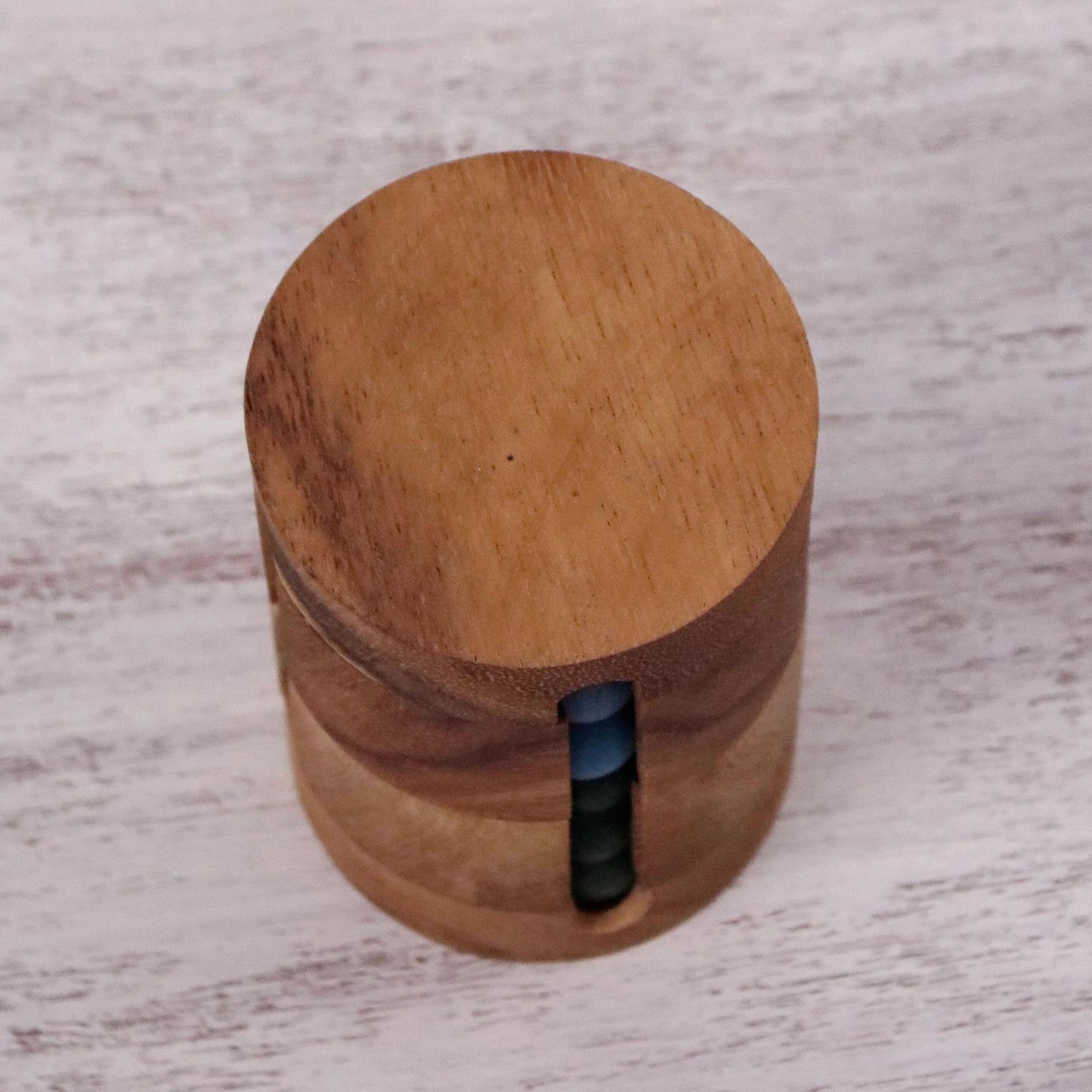 Spin to Win Handcrafted Wood Cylindrical Puzzle from Thailand