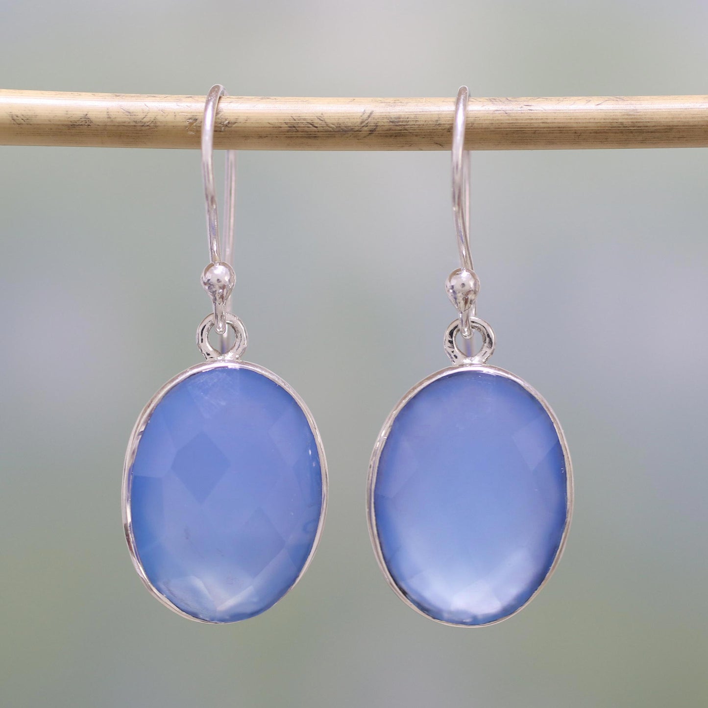 Blue Serenity Chalcedony Dangle Earrings