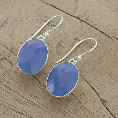 Blue Serenity Chalcedony Dangle Earrings